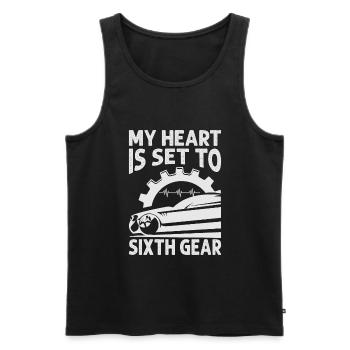 My Heart Is Set To Sixth Gear - Racing - Race Cars - Men's Premium Organic Tank Top - black - Front - AI Model Male 178 light (178cm)