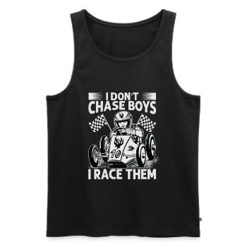 I Don't Chase Boys I Race Them - Racing - Race Car - Men's Premium Organic Tank Top - black - Front - AI Model Male 178 light (178cm)