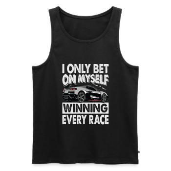 Je ne parie que sur moi-même en gagnant chaque course - Course - - Débardeur bio Premium Homme - noir - Devant - Michal (187cm)