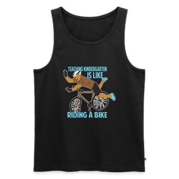Teaching Kindergarten Is Like Riding A Bike - Funn - Men's Premium Organic Tank Top - black - Front - AI Model Male 178 light (178cm)
