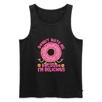 Donut Hate Me Because I’m Delicious - Pâtisseries - D - Débardeur bio Premium Homme - noir - Devant - Michal (187cm)
