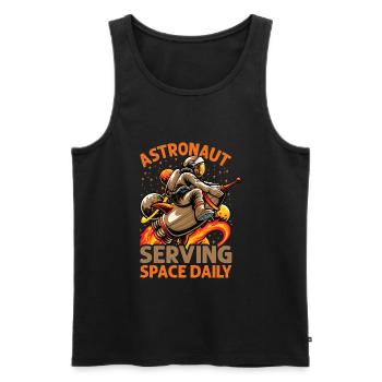 Astronaut Serving Space Daily - Funny - Planets - - Men's Premium Organic Tank Top - black - Front - AI Model Male 178 light (178cm)