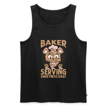 Baker Serving Sweetness Daily - Cakes - Funny - Ba - Men's Premium Organic Tank Top - black - Front - AI Model Male 178 light (178cm)