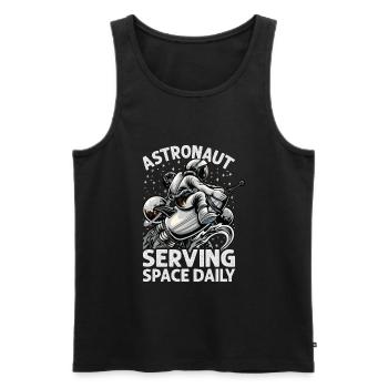 Astronaut Serving Space Daily - Funny - Planets - - Men's Premium Organic Tank Top - black - Front - AI Model Male 178 light (178cm)