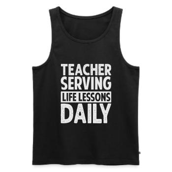 Teacher Serving Life Lessons Daily - Kindergarten - Men's Premium Organic Tank Top - black - Front - AI Model Male 178 light (178cm)