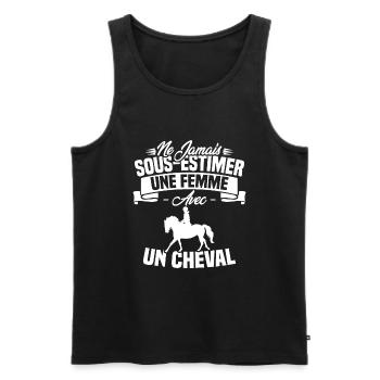 Ne jamais sous estimer une femme avec un cheval - Débardeur bio Premium Homme - noir - Devant - Michal (187cm)