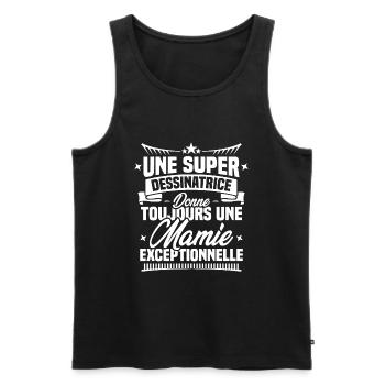 Dessinatrice donne toujours mamie exceptionnelle - Débardeur bio Premium Homme - noir - Devant - Michal (187cm)