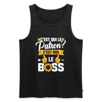 C'est qui le patron c'est moi le boss - Débardeur bio Premium Homme - noir - Devant - AI Model Male 178 light (178cm)
