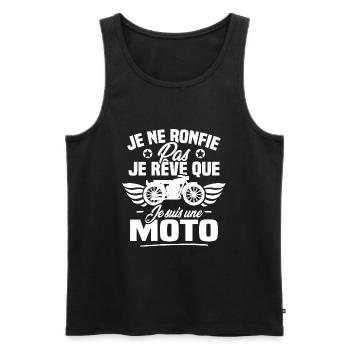 Je ne ronfle pas je rêve que je suis une moto - Débardeur bio Premium Homme - noir - Devant - Michal (187cm)