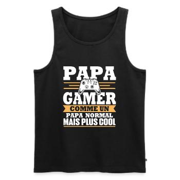 Papa gamer comme un papa normal - Débardeur bio Premium Homme - noir - Devant - Michal (187cm)