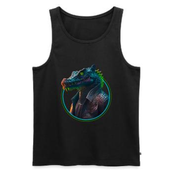 Neon Punk Krokodil in Lederjacke - Männer Premium Bio Tank Top - Schwarz - Vorne - AI Model Male 178 light (178cm)