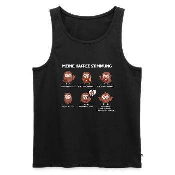 Kaffee Stimmungen Eule - Männer Premium Bio Tank Top - Schwarz - Vorne - AI Model Male 178 light (178cm)