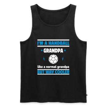 Ich bin ein Handball-Op, aber cooler - Männer Premium Bio Tank Top - Schwarz - Vorne - Michal (187cm)