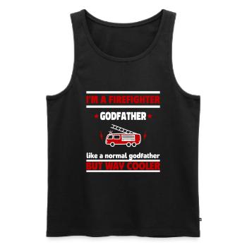 Ich bin ein Patenonkel Feuerwehrmann, viel cooler - Männer Premium Bio Tank Top - Schwarz - Vorne - Michal (187cm)