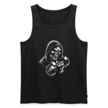 No Limit Workout Bodybuilding Skull with Dumbbell - Men's Premium Organic Tank Top - black - Front - Michal (187cm)
