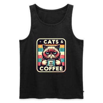 Katze und Kaffee keine Menschen - Männer Premium Bio Tank Top - Schwarz - Vorne - AI Model Male 178 light (178cm)