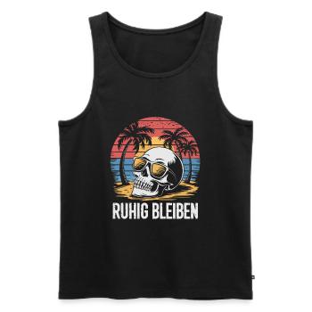 Skull mit Basecap Sonnenbrille am Strand - Männer Premium Bio Tank Top - Schwarz - Vorne - Michal (187cm)