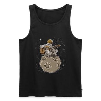 L'astronaute joue de la guitare | Galaxy Voie Lactée - Débardeur bio Premium Homme - noir - Devant - AI Model Male 178 light (178cm)