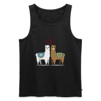 Cadeau d'alpaga lama pour femmes, hommes et enfants - Débardeur bio Premium Homme - noir - Devant - Michal (187cm)