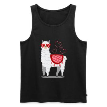 Cadeau d'alpaga lama pour femmes, hommes et enfants - Débardeur bio Premium Homme - noir - Devant - AI Model Male 178 light (178cm)