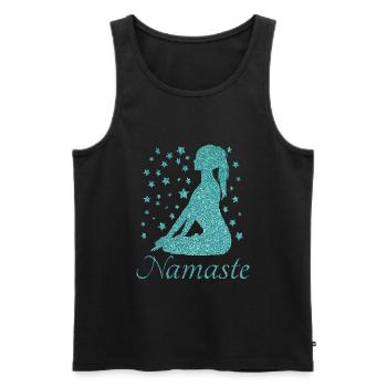 Vêtements de yoga Namaste pour femmes, hommes et enfants - Débardeur bio Premium Homme - noir - Devant - AI Model Male 178 light (178cm)