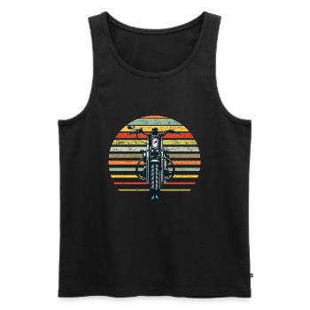 Moto Biker Retro Design Hommes Femmes Enfants - Débardeur bio Premium Homme - noir - Devant - Michal (187cm)