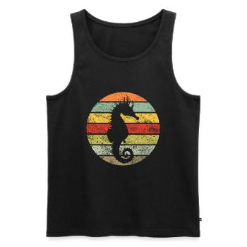 Hippocampe animaux marins rétro cadeau poisson - Débardeur bio Premium Homme - noir - Devant - Michal (187cm)