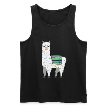 Cadeau drôle de poche de poitrine d'alpaga de lama - Débardeur bio Premium Homme - noir - Devant - Michal (187cm)