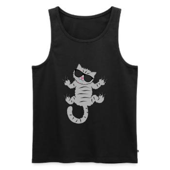 Chat amoureux des chats chat maman cadeau drôle - Débardeur bio Premium Homme - noir - Devant - AI Model Male 178 light (178cm)