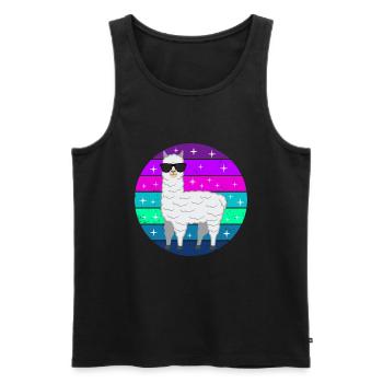 Lama alpaga drôle cadeau femmes hommes enfants - Débardeur bio Premium Homme - noir - Devant - Michal (187cm)