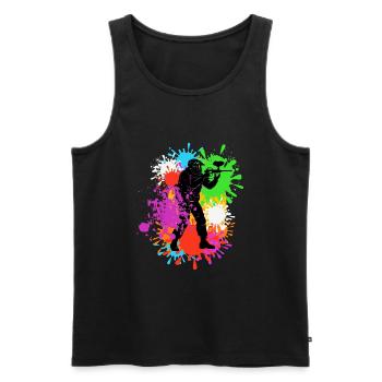 Joueur de paintball couleur cadeau hommes femmes - Débardeur bio Premium Homme - noir - Devant - Michal (187cm)