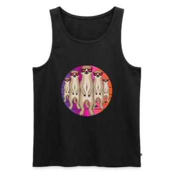 Erdmännchen Mit Sonnenbrille Lustig Sommer - Männer Premium Bio Tank Top - Schwarz - Vorne - Michal (187cm)