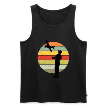 Model flight model builder airplane retro gift - Men's Premium Organic Tank Top - black - Front - AI Model Male 178 light (178cm)
