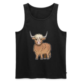 Vache de bovins Highland Highland écossais - Débardeur bio Premium Homme - noir - Devant - Michal (187cm)