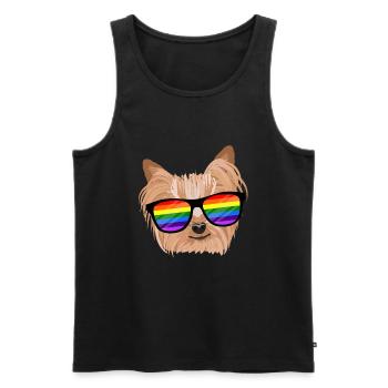 LGBTQ Yorkie Dog Rainbow Glasses Gift - Men's Premium Organic Tank Top - black - Front - Michal (187cm)