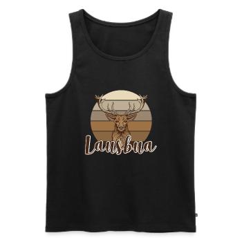 Lausbua Hirsch Lederhosen - Männer Premium Bio Tank Top - Schwarz - Vorne - Michal (187cm)