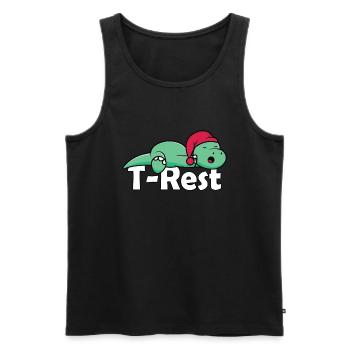T-Rest - Schlafender T-Rex Wortspiel Dino - Männer Premium Bio Tank Top - Schwarz - Vorne - AI Model Male 178 light (178cm)