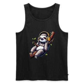Musikalische Glückseligkeit Faultier Faul - Männer Premium Bio Tank Top - Schwarz - Vorne - Michal (187cm)