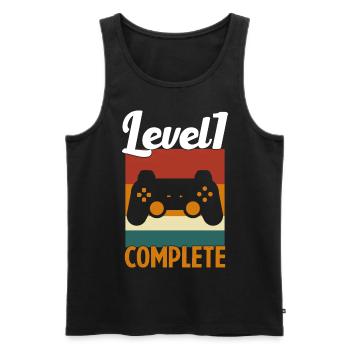 Niveau 1 Complete - Cadeau anniversaire - Débardeur bio Premium Homme - noir - Devant - Michal (187cm)