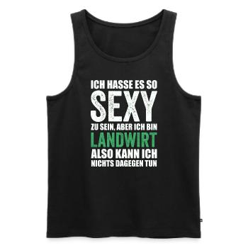 Landwirtschaft Landwirt Traktor Trecker Farm Bauer - Männer Premium Bio Tank Top - Schwarz - Vorne - Michal (187cm)