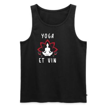 Yoga & Wein Spruch Weintrinker Geschenk Frauen - Männer Premium Bio Tank Top - Schwarz - Vorne - Michal (187cm)