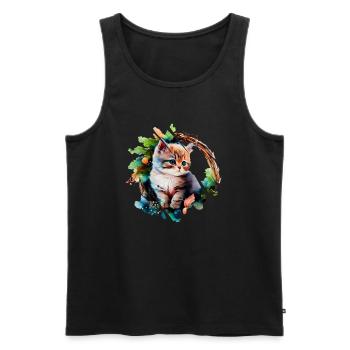 Süße Katze - Männer Premium Bio Tank Top - Schwarz - Vorne - AI Model Male 178 light (178cm)