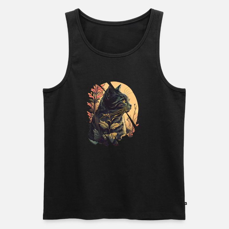 Katze im Gras - Männer Premium Bio Tank Top - Schwarz