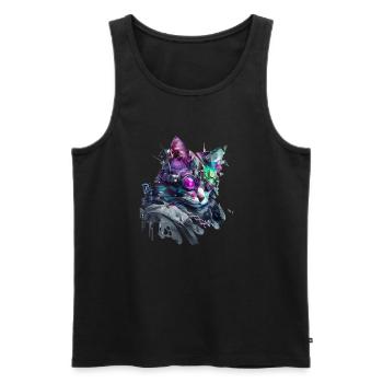Modern Cat - Men's Premium Organic Tank Top - black - Front - AI Model Male 178 light (178cm)