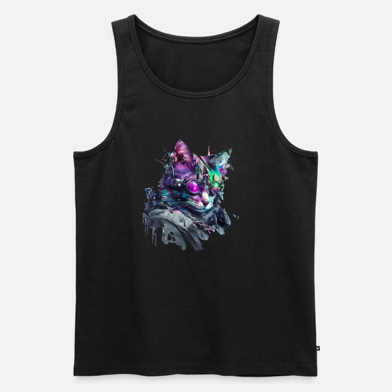 Moderne Katze - Männer Premium Bio Tank Top - Schwarz
