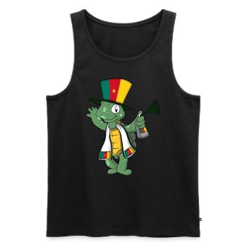 Tortue fan du Cameroun - Débardeur bio Premium Homme - noir - Devant - AI Model Male 178 light (178cm)