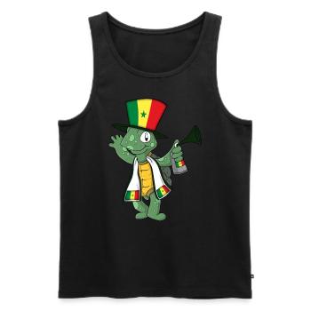 Tortue éventail du Sénégal - Débardeur bio Premium Homme - noir - Devant - AI Model Male 178 light (178cm)