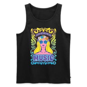 Graphique de musique hippie - Débardeur bio Premium Homme - noir - Devant - Michal (187cm)