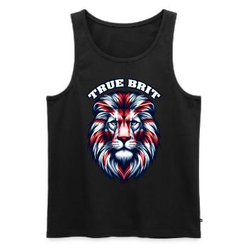 Union Jack Drapeau du Royaume-Uni Lion Face Grande-Bretagne Roi - Débardeur bio Premium Homme - noir - Devant - Michal (187cm)