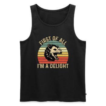 First of All I'm a Delight Sarcastic Ang - Men's Premium Organic Tank Top - black - Front - AI Model Male 178 light (178cm)